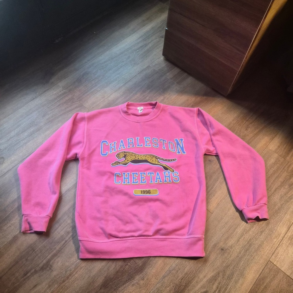 River Island Charleston Cheetahs 1996 Graphic Pink‎ Sweatshirt XS Collegiate